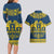 Sweden Daleclarian Horse Couples Matching Long Sleeve Bodycon Dress and Hawaiian Shirt Floral Folk Pattern Blue Version