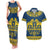 Sweden Daleclarian Horse Couples Matching Tank Maxi Dress and Hawaiian Shirt Floral Folk Pattern Blue Version
