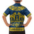 Sweden Daleclarian Horse Family Matching Mermaid Dress and Hawaiian Shirt Floral Folk Pattern Blue Version