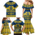 Sweden Daleclarian Horse Family Matching Mermaid Dress and Hawaiian Shirt Floral Folk Pattern Blue Version