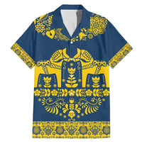 Sweden Daleclarian Horse Family Matching Mermaid Dress and Hawaiian Shirt Floral Folk Pattern Blue Version