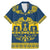 Sweden Daleclarian Horse Family Matching Mermaid Dress and Hawaiian Shirt Floral Folk Pattern Blue Version