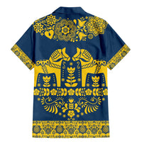 Sweden Daleclarian Horse Family Matching Mermaid Dress and Hawaiian Shirt Floral Folk Pattern Blue Version