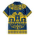 Sweden Daleclarian Horse Family Matching Mermaid Dress and Hawaiian Shirt Floral Folk Pattern Blue Version