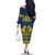 Sweden Daleclarian Horse Family Matching Off The Shoulder Long Sleeve Dress and Hawaiian Shirt Floral Folk Pattern Blue Version