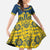 Sweden Daleclarian Horse Family Matching Puletasi and Hawaiian Shirt Floral Folk Pattern Blue Version
