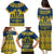 Sweden Daleclarian Horse Family Matching Puletasi and Hawaiian Shirt Floral Folk Pattern Blue Version