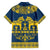 Sweden Daleclarian Horse Family Matching Puletasi and Hawaiian Shirt Floral Folk Pattern Blue Version