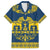 Sweden Daleclarian Horse Family Matching Short Sleeve Bodycon Dress and Hawaiian Shirt Floral Folk Pattern Blue Version