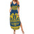 Sweden Daleclarian Horse Family Matching Summer Maxi Dress and Hawaiian Shirt Floral Folk Pattern Blue Version
