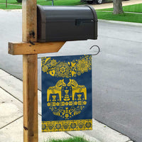 Sweden Daleclarian Horse Garden Flag Floral Folk Pattern Blue Version