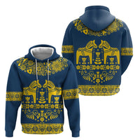 Sweden Daleclarian Horse Hoodie Floral Folk Pattern Blue Version