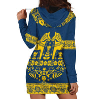 Sweden Daleclarian Horse Hoodie Dress Floral Folk Pattern Blue Version