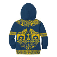 Sweden Daleclarian Horse Kid Hoodie Floral Folk Pattern Blue Version