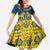 Sweden Daleclarian Horse Kid Short Sleeve Dress Floral Folk Pattern Blue Version