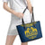 Sweden Daleclarian Horse Leather Tote Bag Floral Folk Pattern Blue Version