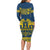 Sweden Daleclarian Horse Long Sleeve Bodycon Dress Floral Folk Pattern Blue Version
