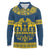 Sweden Daleclarian Horse Long Sleeve Polo Shirt Floral Folk Pattern Blue Version
