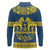 Sweden Daleclarian Horse Long Sleeve Polo Shirt Floral Folk Pattern Blue Version