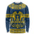 Sweden Daleclarian Horse Long Sleeve Shirt Floral Folk Pattern Blue Version