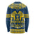Sweden Daleclarian Horse Long Sleeve Shirt Floral Folk Pattern Blue Version