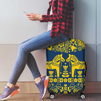 Sweden Daleclarian Horse Luggage Cover Floral Folk Pattern Blue Version