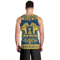 Sweden Daleclarian Horse Men Tank Top Floral Folk Pattern Blue Version