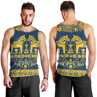 Sweden Daleclarian Horse Men Tank Top Floral Folk Pattern Blue Version