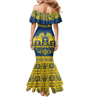 Sweden Daleclarian Horse Mermaid Dress Floral Folk Pattern Blue Version