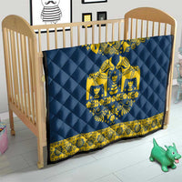 Sweden Daleclarian Horse Quilt Floral Folk Pattern Blue Version