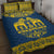 Sweden Daleclarian Horse Quilt Bed Set Floral Folk Pattern Blue Version
