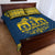 Sweden Daleclarian Horse Quilt Bed Set Floral Folk Pattern Blue Version