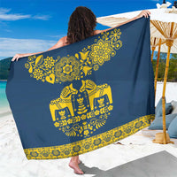 Sweden Daleclarian Horse Sarong Floral Folk Pattern Blue Version