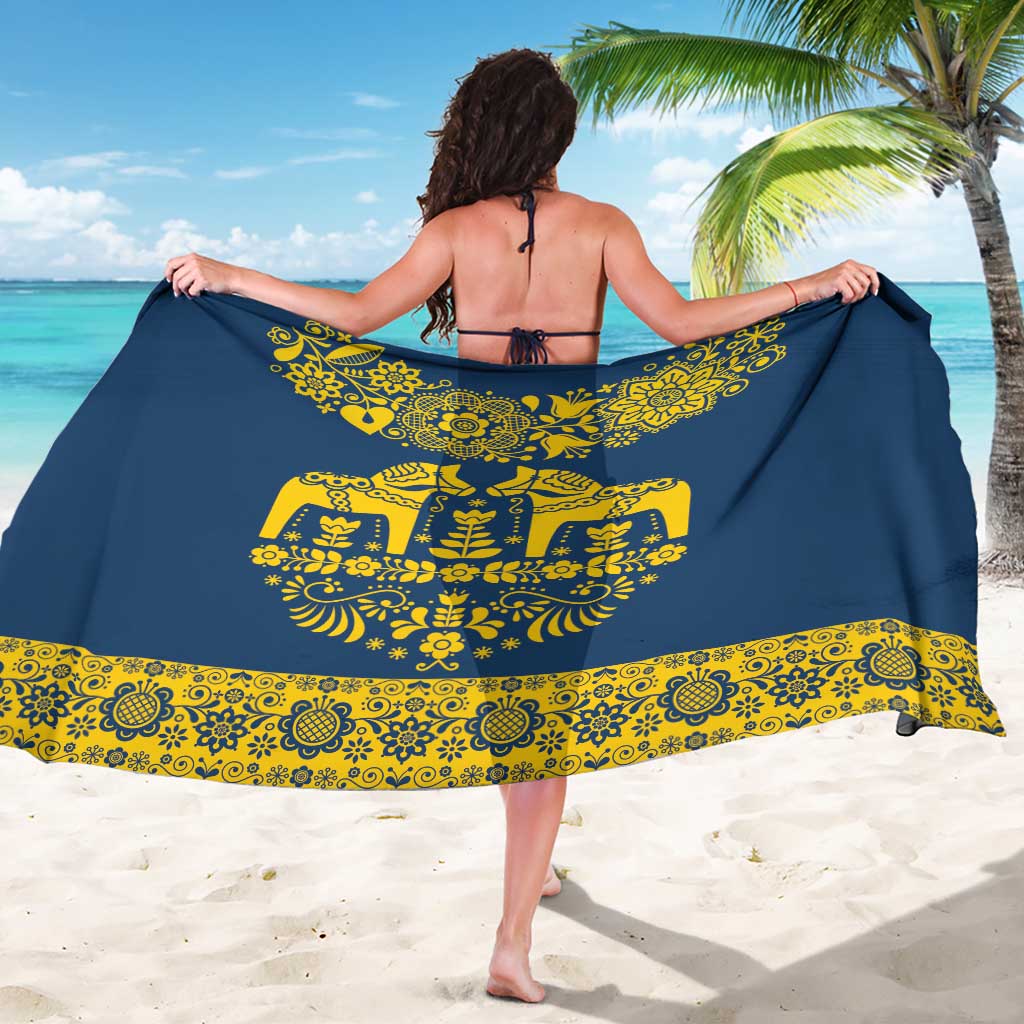 Sweden Daleclarian Horse Sarong Floral Folk Pattern Blue Version