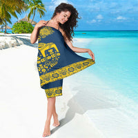 Sweden Daleclarian Horse Sarong Floral Folk Pattern Blue Version