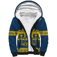 Sweden Daleclarian Horse Sherpa Hoodie Floral Folk Pattern Blue Version