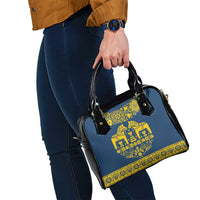 Sweden Daleclarian Horse Shoulder Handbag Floral Folk Pattern Blue Version