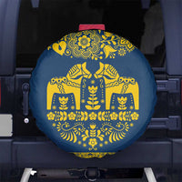 Sweden Daleclarian Horse Spare Tire Cover Floral Folk Pattern Blue Version