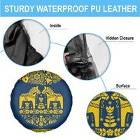 Sweden Daleclarian Horse Spare Tire Cover Floral Folk Pattern Blue Version
