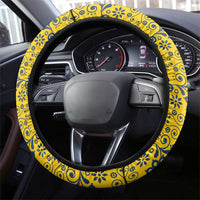 Sweden Daleclarian Horse Steering Wheel Cover Floral Folk Pattern Blue Version