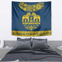 Sweden Daleclarian Horse Tapestry Floral Folk Pattern Blue Version