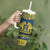 Sweden Dalecarlian Horse Tumbler With Handle Floral Folk Pattern Blue Version LT18