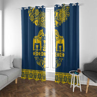 Sweden Daleclarian Horse Window Curtain Floral Folk Pattern Blue Version