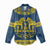 Sweden Daleclarian Horse Women Casual Shirt Floral Folk Pattern Blue Version