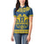Sweden Daleclarian Horse Women Polo Shirt Floral Folk Pattern Blue Version