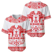 Sweden Daleclarian Horse Baseball Jersey Floral Folk Pattern White Version
