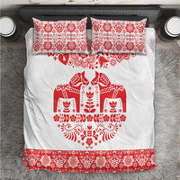Sweden Daleclarian Horse Bedding Set Floral Folk Pattern White Version