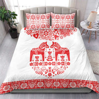 Sweden Daleclarian Horse Bedding Set Floral Folk Pattern White Version