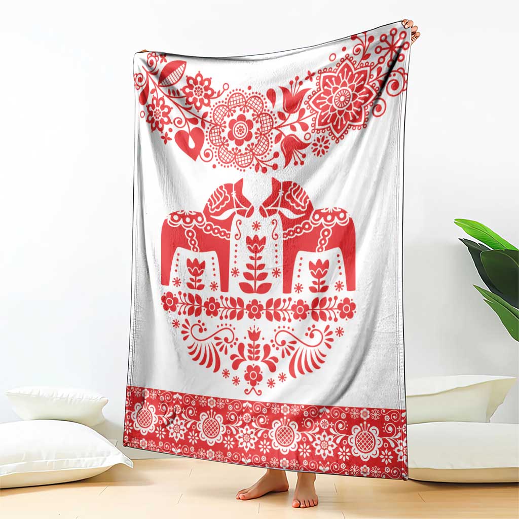 Sweden Daleclarian Horse Blanket Floral Folk Pattern White Version