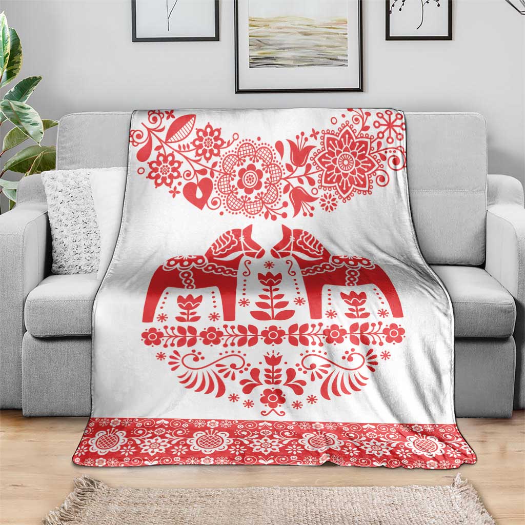 Sweden Daleclarian Horse Blanket Floral Folk Pattern White Version